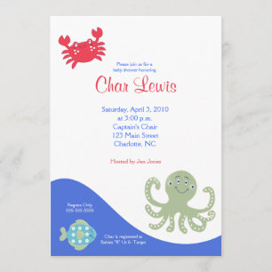 Under the Sea Calypso Baby Shower 5 x 7 invite
