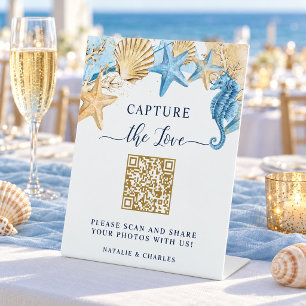 Under the Sea Capture the love QR Code Wedding Pedestal Sign
