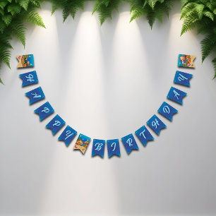 Under the Sea Cartoon Ocean Animals Happy Birthday Bunting