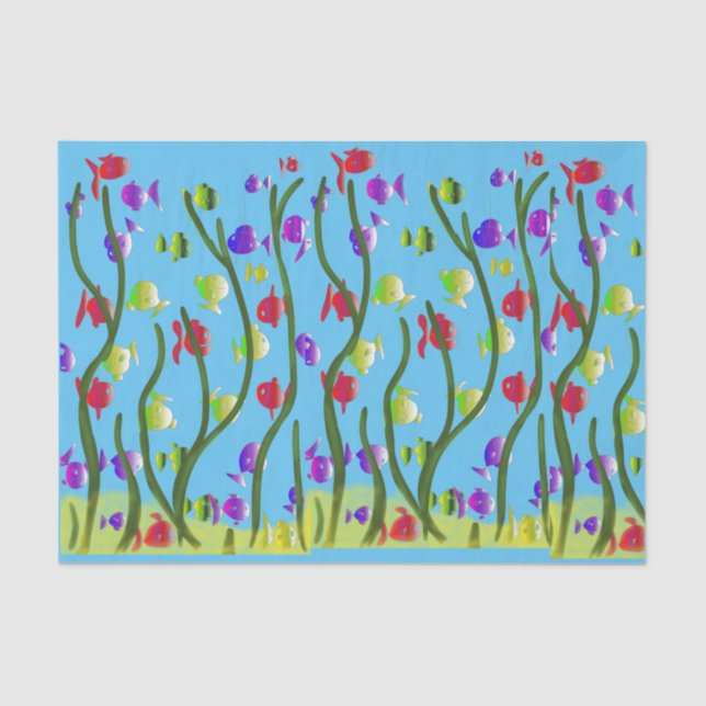 under the sea cartoon-style fun fish swimming  tissue paper (Front)