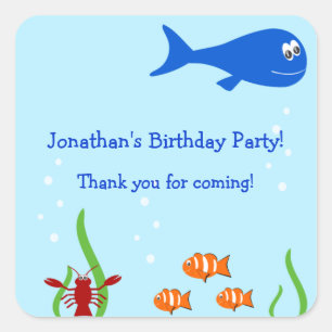 Under The Sea Children's Birthday Favour Square Sticker