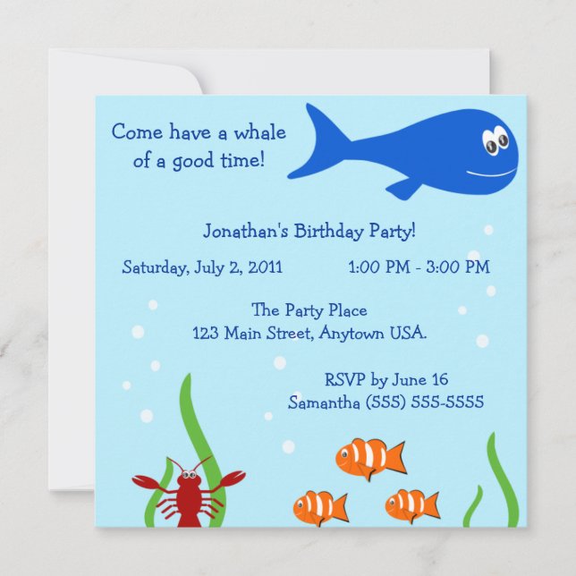 Under The Sea Children's Birthday Party Invitation (Front)