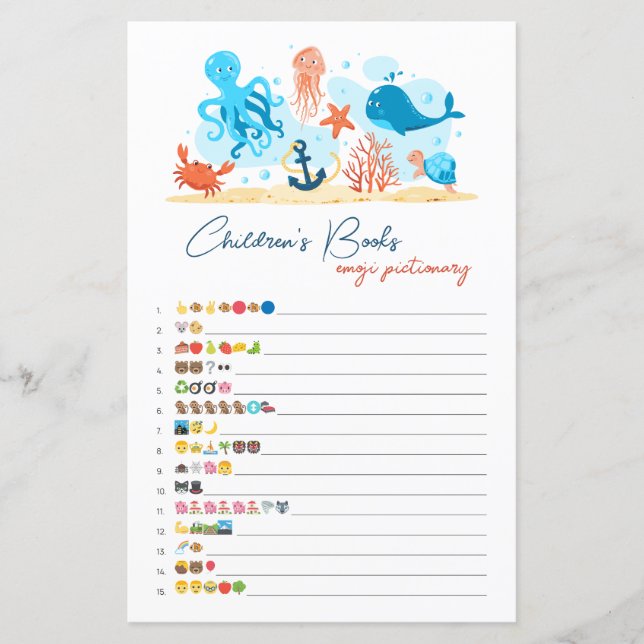 Under the Sea children's books emoji pictionary (Front)