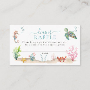 Under The Sea Colourful Baby Shower Diaper Raffle Enclosure Card