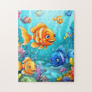 Under the sea colourful fishes puzzle for kids 