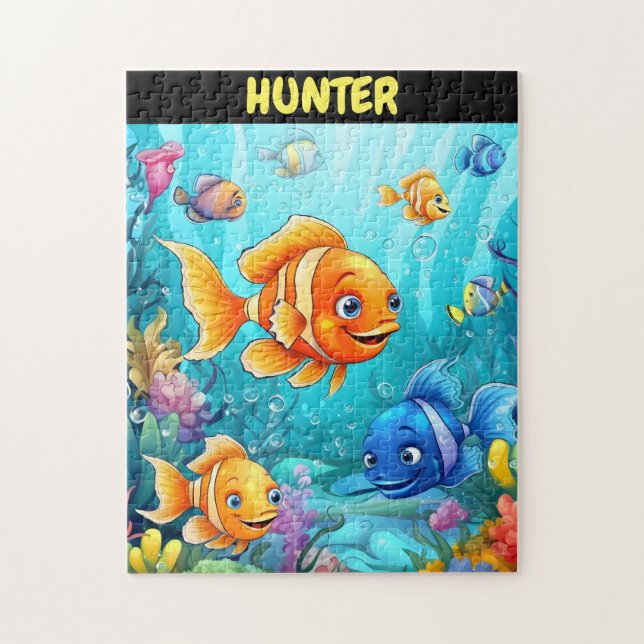 Under the sea colourful fishes puzzle for kids  (Vertical)
