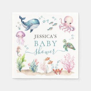 Under The Sea Colourful Ocean Animals Baby Shower Napkin