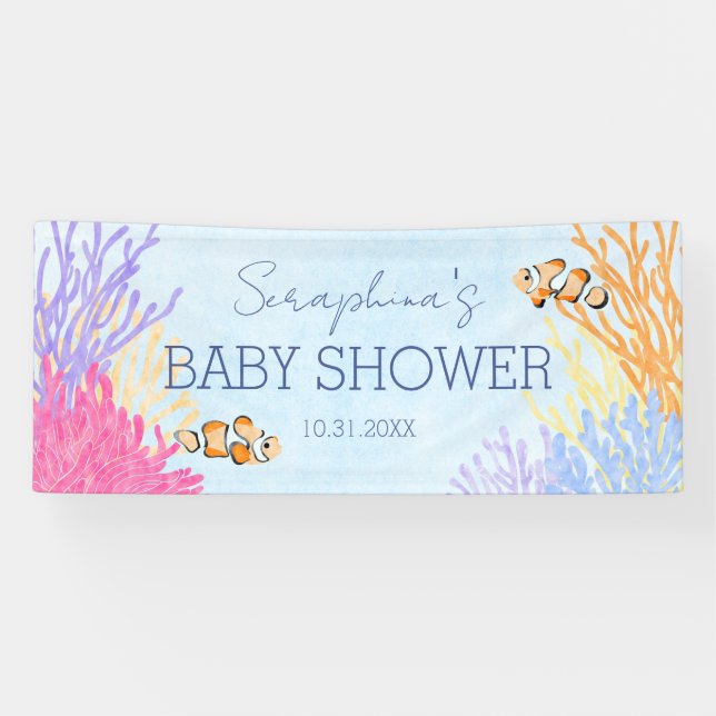 Under The Sea Coral Reef Baby Shower Banner (Horizontal)