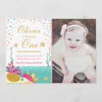 Under the sea coral reef birthday invitation Pink