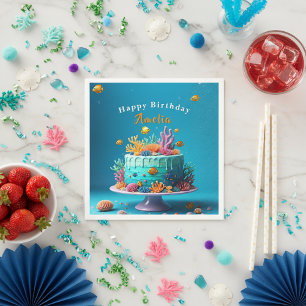 Under the Sea Coral Reef Cake - Birthday Napkin