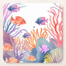 Under the Sea Coral Reef Watercolor 