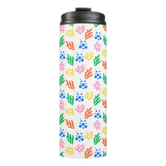 Under the Sea Coral Seamless Pattern Thermal Tumbler (Front)