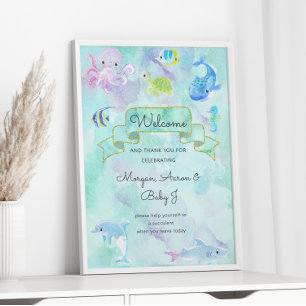 Under the Sea Creatures Cute Baby Shower Poster