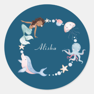 Under the sea custom blue classic round sticker