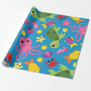 Under the Sea Cute 1st Birthday Wrapping Paper