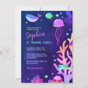 Under the Sea Cute Birthday Party Invitation