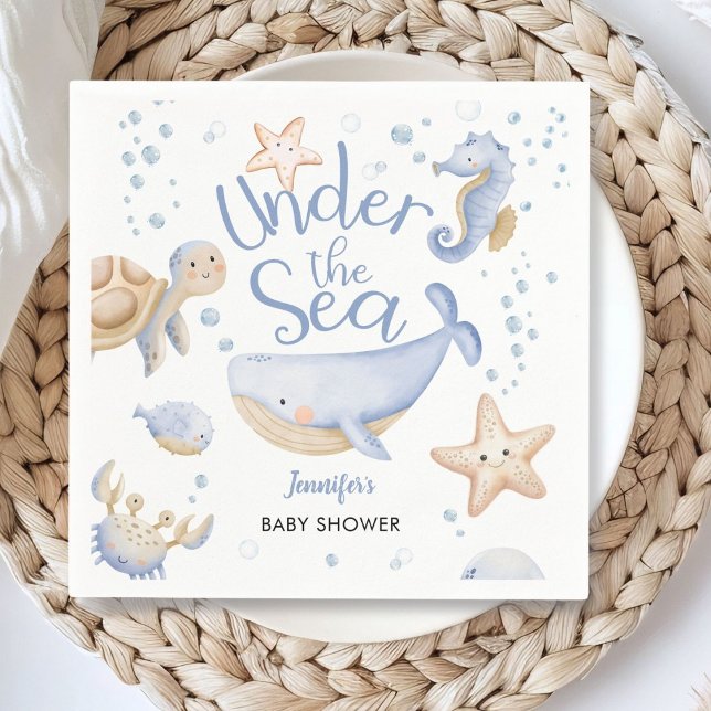 Under The Sea! Cute Blue Boy Baby Shower  Napkin (Creator Uploaded)
