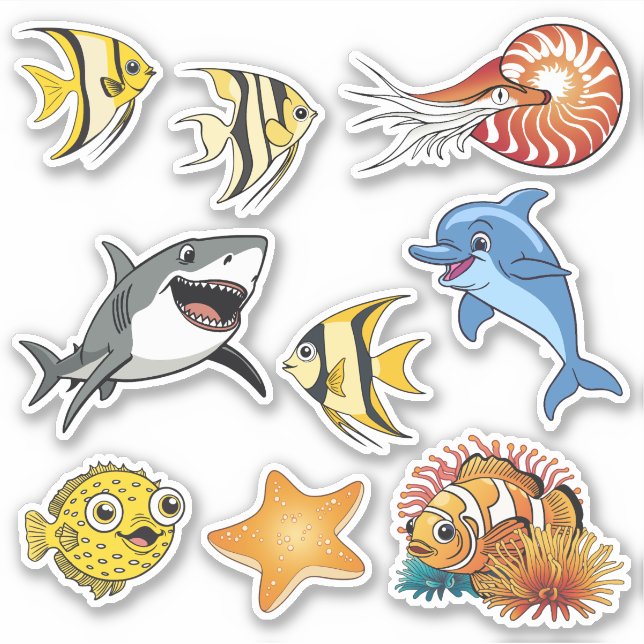 Under the Sea Cute Colourful Ocean Animals Cartoon (Front)