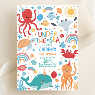 Under the Sea Cute Creatures Birthday Invitation