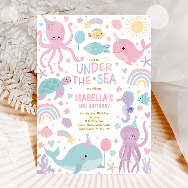 Under The Sea Cute Creatures Birthday Invitation (Creator Uploaded)