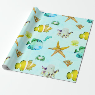 Under the Sea Cute Creatures  Wrapping Paper