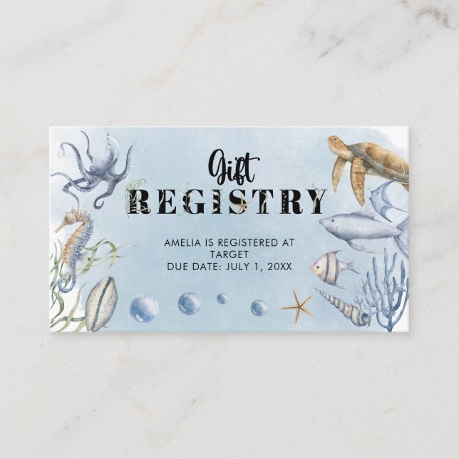 Under the Sea Cute Gift Registry Enclosure Card (Front)