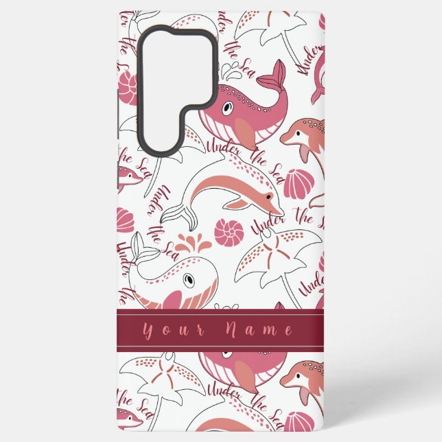 Under The Sea Cute Marine Animals Pattern Print Samsung Galaxy S22 Ultra Case (Back)