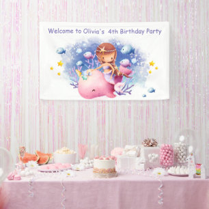 Under the Sea, Cute Mermaid Birthday Banner