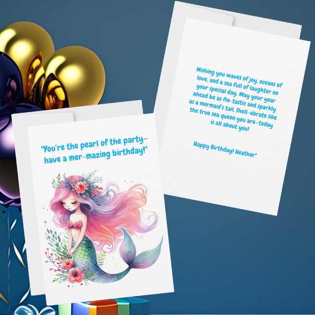 Under The Sea Cute Mermaid  Birthday Greeting Card (Creator Uploaded)