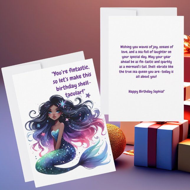 Under The Sea Cute Mermaid Birthday Greeting Card (Creator Uploaded)