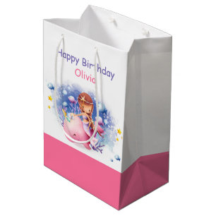 Under the Sea, Cute Mermaid Birthday Medium Gift Bag