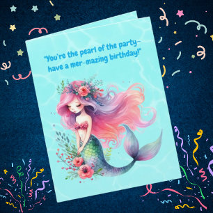 Under The Sea Cute Mermaid Birthday Photo Greeting Card