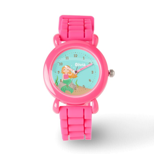 Under the Sea Cute Mermaid Girl Personalised Watch (Front)