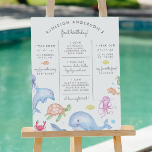 Under The Sea   Cute Nautical Birthday Milestone Poster