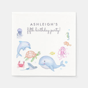 Under The Sea   Cute Nautical Birthday Party Napkin