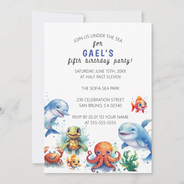 Under The Sea Cute Nautical Boys Birthday Party  Invitation (Front)