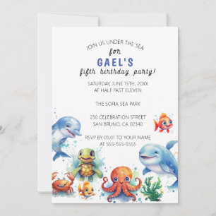 Under The Sea Cute Nautical Boys Birthday Party  Invitation