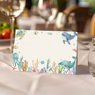 Under the Sea Cute Ocean Animals Food Place Card