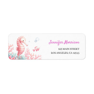 Under the Sea Cute Ocean Pink Girl Address Label