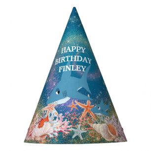 Under the Sea Cute Shark Kid's Birthday Party Hat