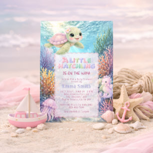 Under the Sea Cute Turtle Girl Baby Shower Invitation