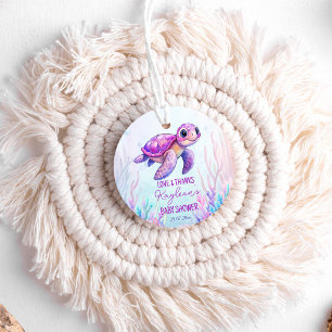 Under the sea cute turtle pink baby shower favour favour tags
