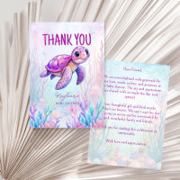 Under the sea cute turtle pink purple baby shower
