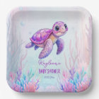 Under the sea cute turtle purple pink baby shower