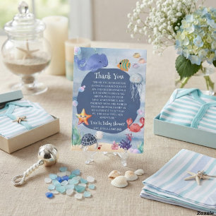 Under the Sea cute Whale tarfish turtle jellyfish Thank You Card