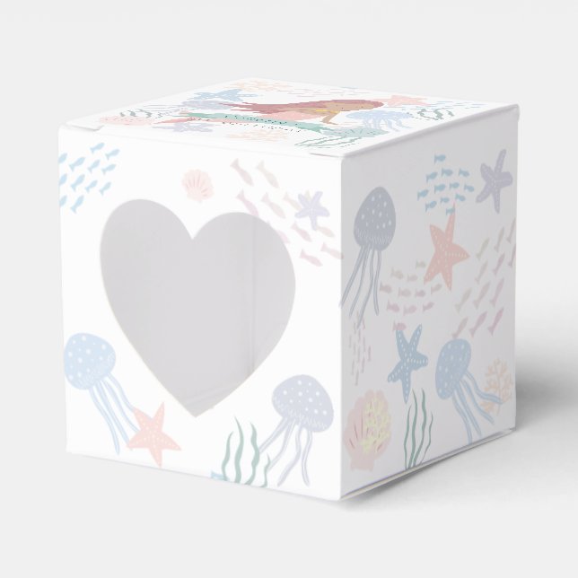 Under the Sea Dark Skin Mermaid White Birthday Favour Box (Front Side)