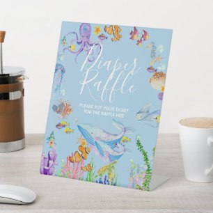 Under the Sea Diaper Raffle Pedestal Sign