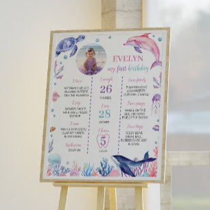 Under The Sea Dolphin Kid Birthday Milestone Sign