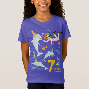 Under the sea dolphins and girl Birthday Party T-Shirt