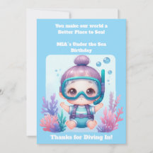Under the Sea Editable Birthday Thank You Card
